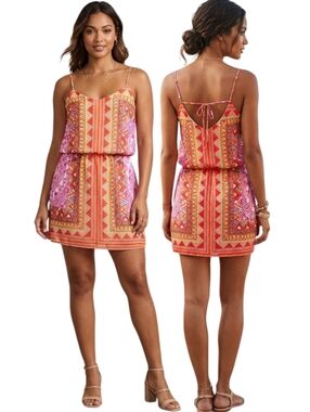 BISOU BISOU Boho Geometric Pattern Mini Sundress - Size 2